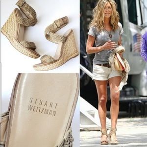 Stuart Weitzman Crochet Ankle Strap Wedge